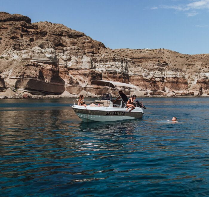 Santorini rent a boat with or without license Sea4all