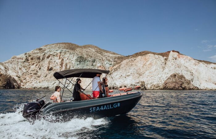 Santorini Boat Rental Full or Half Day without a License Sea4all