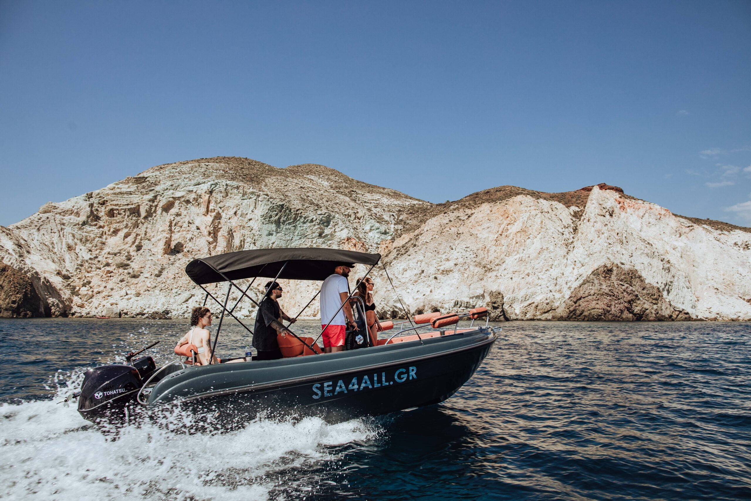 Santorini Boat Rental Full or Half Day without a License Sea4all