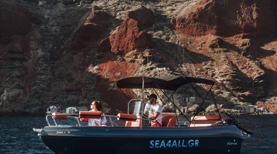 Full Day – Half day Boat Trip Rental Without a License in Santorini