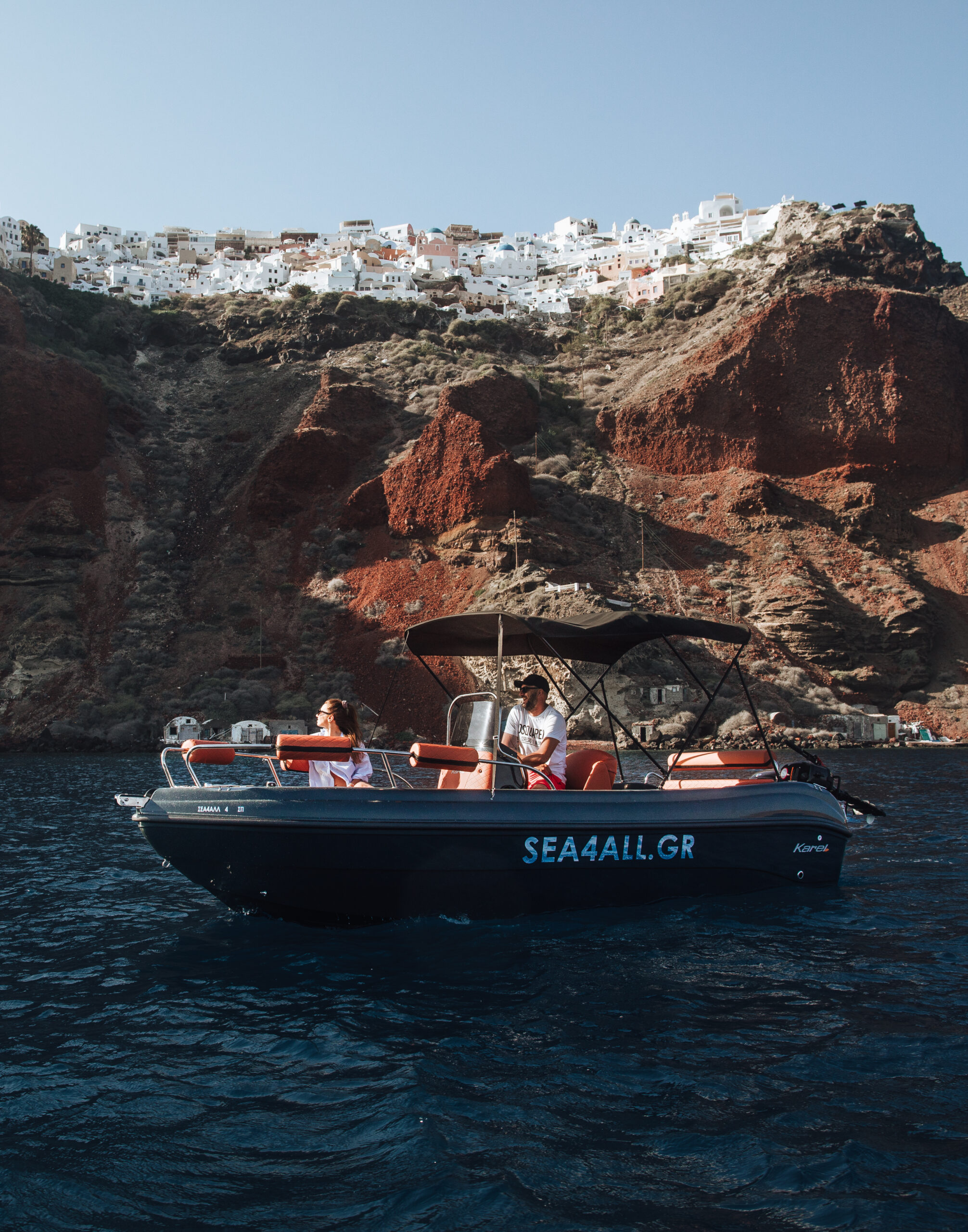 Full Day – Half day Boat Trip Rental Without a License in Santorini